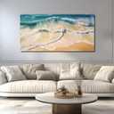 DNIEOTU Large Beach Wall Art for Living Room, Ocean Waves Canvas Wall-Decor for Bedroom, Landscape Picture Prints for Hallway Office, Size 59 x 29 Inches