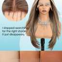 Straight 13x4 HD Lace Front Wig for Women, 26inch Heat Resistant Synthetic Hair Glueless Pre Plucked Straight Human Hair-Like Layered Wig with Realistic Scalp (Mixed Brown Color)