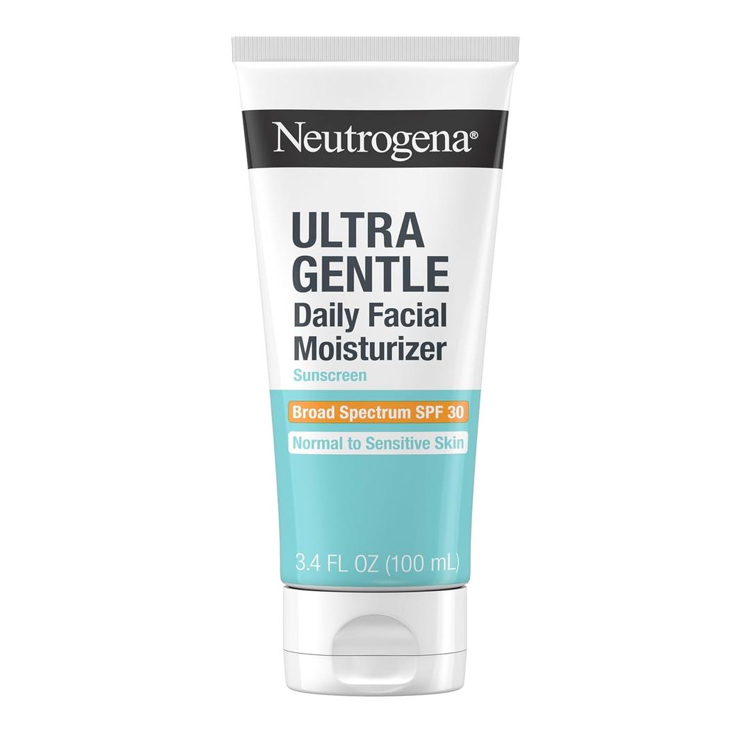 Neutrogena Ultra Gentle Daily Facial Moisturizer with SPF 30 Sunscreen with CICA, Lightweight Face Lotion with Broad Spectrum SPF 30 for Normal to Sensitive Skin, Fragrance-Free, 3.4 fl. oz