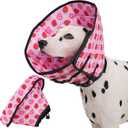 Avont Dog Cone Alternative, Adjustable Soft Comfy Foldable E Cones for Medium Large Dogs After Surgery, Escape-Proof Elizabethan Collar for Surgical Wound Recovery Stop Licking -Strawberry(L)