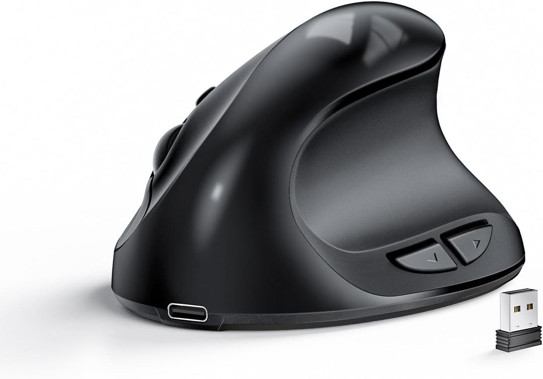 Lekvey Ergonomic Mouse, Vertical Wireless Mouse for Small/Medium Hands, Rechargeable with USB Receiver, 3 DPI for Comfort, Relieves Wrist Pain, Carpal Tunnel Mouse for Laptop, PC, Computer, Mac, Black