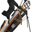 PGA Tour Youth Golf Club Set for Ages 5-15+ (35-510), Right and Left-Handed Kids Golf Sets  Beginner Junior Golf Clubs with Lightweight Stand Bag, Mallet Putter, Hybrid, Driver (Ages 12-17: 10 Pc Set (New))