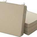 Outdoor Chair Cushions, Water-Resistant & Fade-Resistant, Patio Furniture Square Seat Replacement Chair Pads with Ties, Removable Cover, Non-Slip Bottom, Set of 4, 22 x 22 Inch, Natural