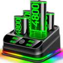 4x4800mWh Rechargeable Battery Pack for Xbox with Charger, Controller Batteries Pack with Charging Station for Xbox One/S/X/Elite Controllers, Xbox Charger Dock with USB-C Cable