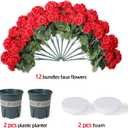 Geraniums Artificial Flowers for Outdoors, 2 Pack Potted Plants Fake Geranium Bush Realistic Fake Flowers Greenery UV Resistant Faux Flowers for Outdoor Planters Outside Gardens Front Door Indoor, Mix