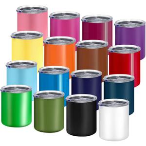 YOUKE OLA 16 Pack Stainless Steel Insulated Coffee Mug Bulk with Lids, 12oz Vacuum Insulated Double Wall Travel Mug for Hot and Cold Drinks Home Office Car, 16 Colors