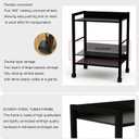 2-Tier Rolling Utility Cart with Rustic Black Shelves and Black Metal Frame, Industrial Mobile Storage Trolley on Wheels for Kitchen, Office, Bathroom, Living Room