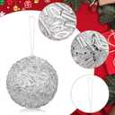 4 Pcs 4.7" Sequin Ornaments, Glitter Christmas Ball Ornaments, Sparkle Christmas Ornaments Christmas Ornaments Tree Decorations Silver Christmas Hanging Ball for Holiday Indoor Outdoor Decor