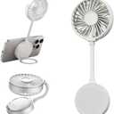 Magnetic Phone Fan - 3-Speed Mini Portable Fan with 2-in-1 Ring for Support and Hanging, Summer Outdoor Cooler Compatible with All Phones - White