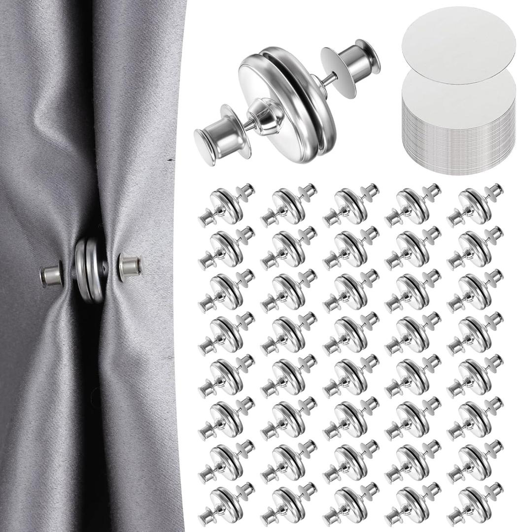 40Pairs Curtain Magnets, Curtain Magnets Closure Magnetic Curtains Clips Prevent Light Leaking, Keep Curtains Closed for Home Bedroom Bathroom Office Draperies