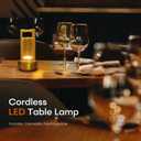 Portable Metal Table Lamp for Indoor/Outdoor ,Rechargeable Cordless LED Lamp, 3-Colour Infinitely Dimming Battery Powered Small Desk Lamp, Restaurant/Bedroom/Bar/Coffee/Camping Light (Gold Set of 2)