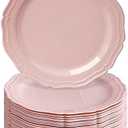 Vintage Embossed Plastic Dinner Plates for Party (20 PC) Heavy Duty Disposable Dinner Set 10.25", Fine China Look Dishes, Perfect for Baby Showers, Weddings etc. - Blush - CountrySide Collection