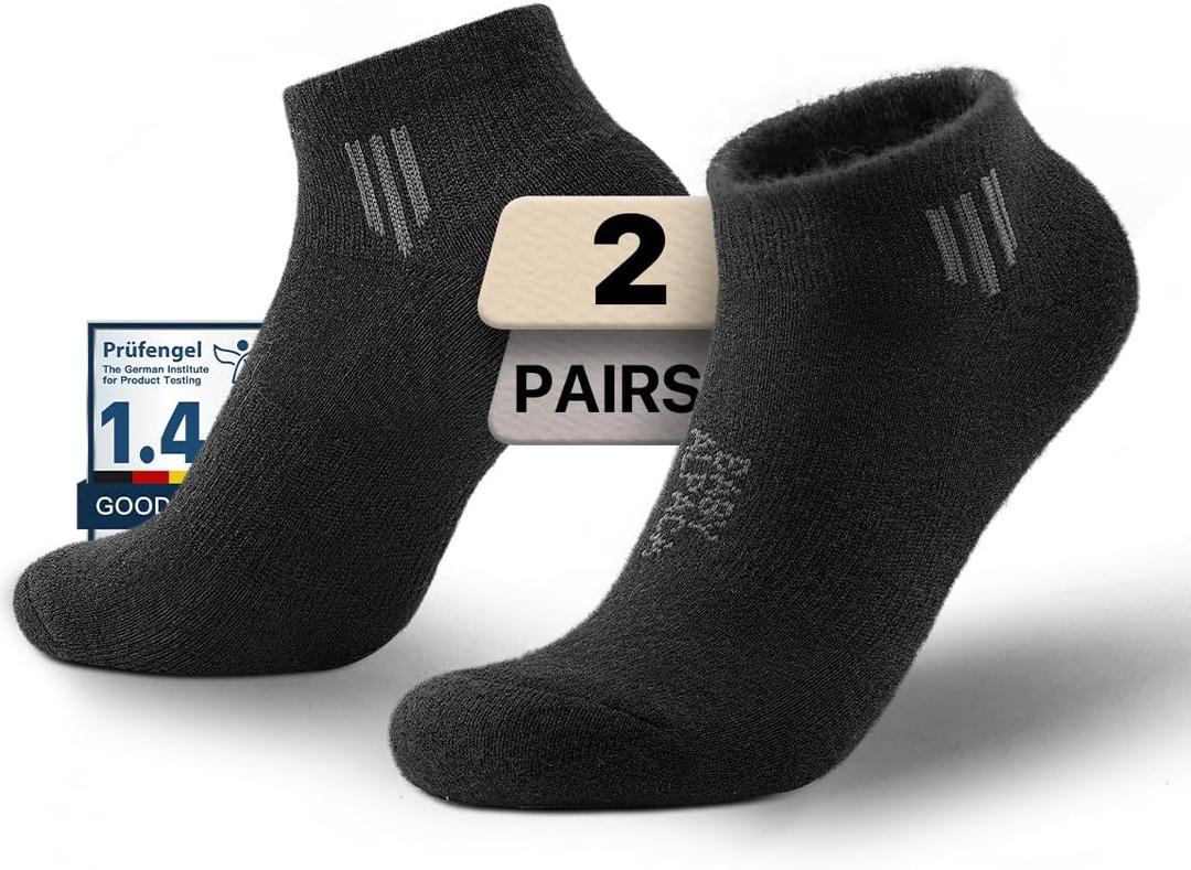 Alpaca Wool Ankle Socks Midweight Hiking Socks Work & Outdoors Moisture Wicking Anti-Blister Padded Breathable Merino (Medium, Classic Black)