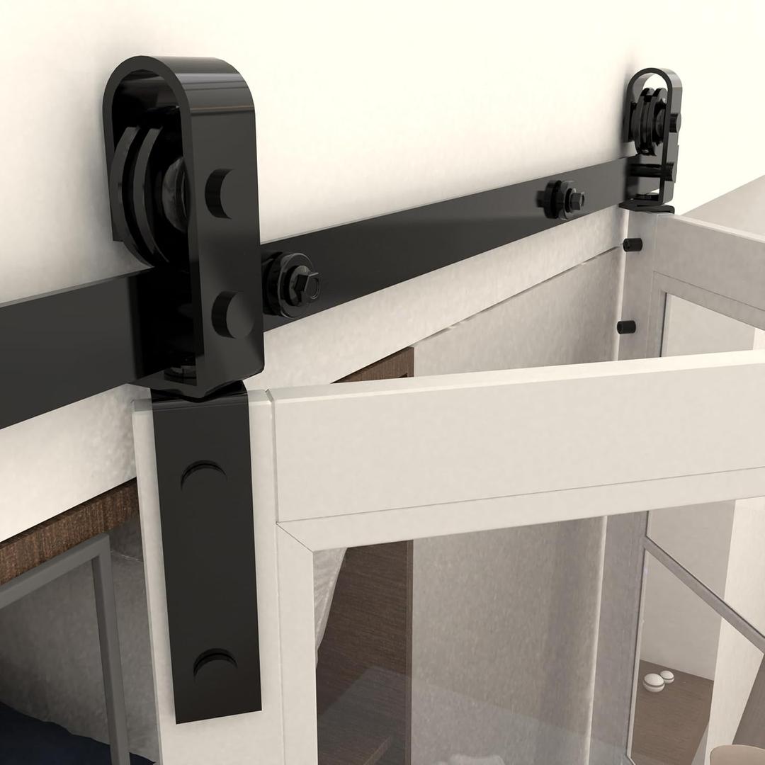 28" Bifold Sliding Barn Door Hardware Track Kit,Side Mounted Black Roller,Smoothly and Quietly,Assembly Easy,Fit Double 12" Bi-Folding Doors (Door Not Included)