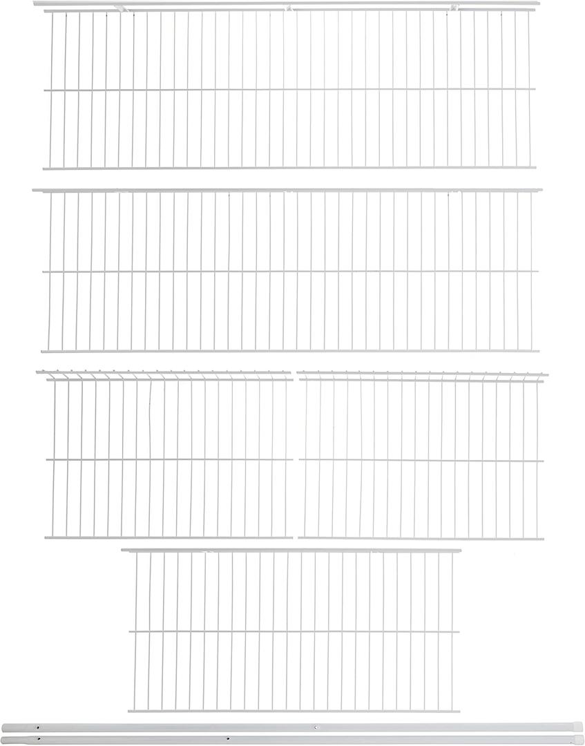 Rubbermaid Full Closet Organization Shelf System, Direct Wall Mount, Adjustable from 3-5 Ft., Mounting Hardware Kit Included, White, Wire Shelving Organizer System for Home/Laundry/Mudroom/Pantry