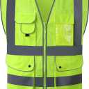 JKSafety 9 Pockets High Visibility Zipper Front MESH Blue Safety Vest | Blue with Dual Tone High Reflective Strips | ANSI/ISEA Standards (Yellow, L)