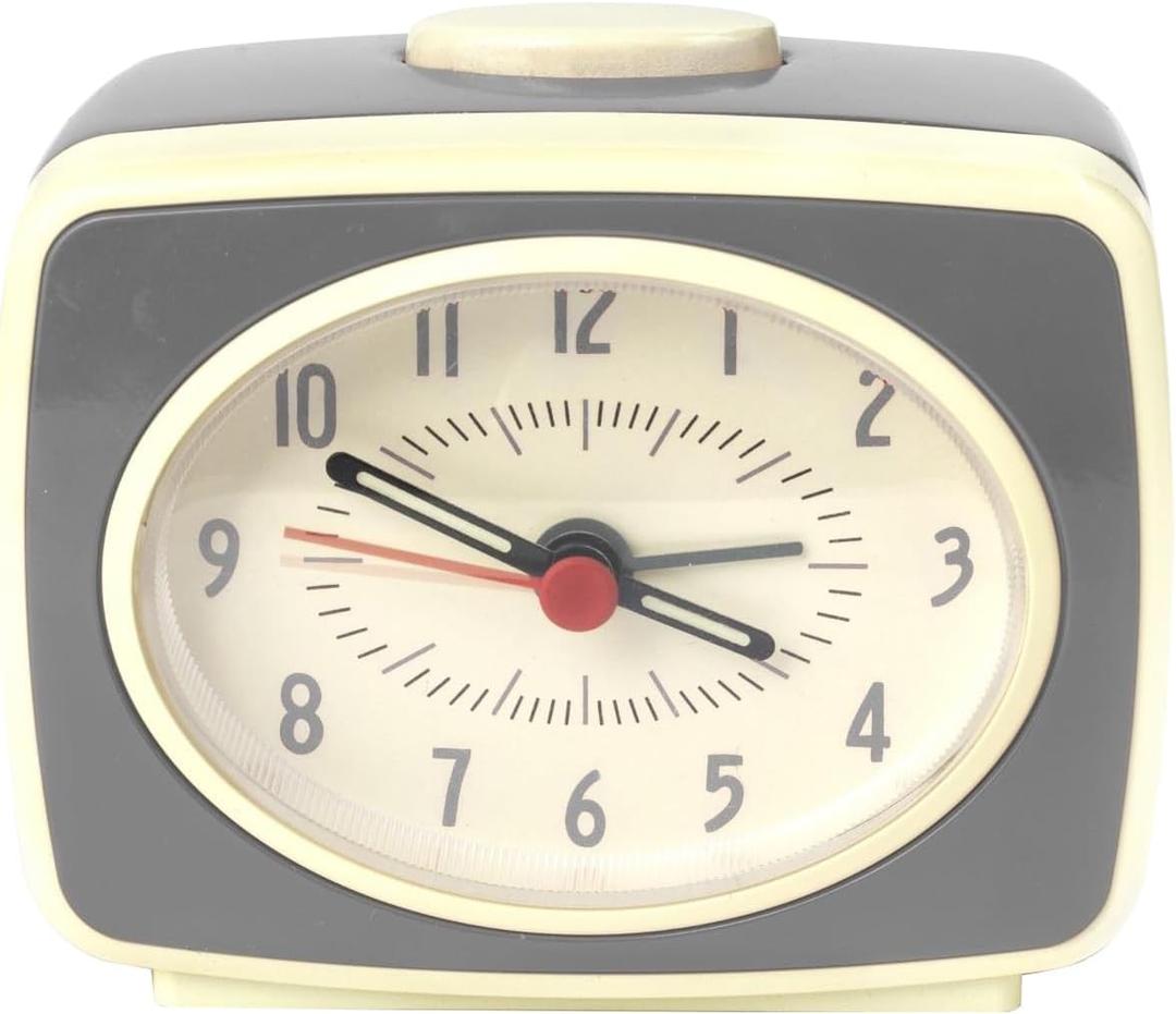 Alarm Clock Grey Small Silent Movement Vintage Classic Style Battery Powered Small Alarm Clock (Gray)