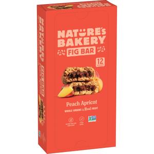 Natures Bakery Whole Wheat Fig Bars, Peach Apricot, Real Fruit, Vegan, Non-GMO, Snack bar, 1 box with 12 twin packs (12 twin packs), BBD 05/09/26