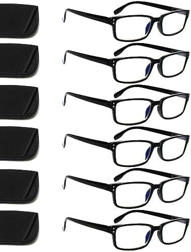 Kerecsen 6-Pack Reading Glasses Blue Light Blocking,Spring Hinge Readers for Men Women,Computer Eyeglasses