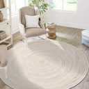 Jute Rug 4ft Round Area Rug Hand Woven Jute Beige Braided Boho Rug for Living Room Outdoor Bedroom Kitchen Entryway Farmhouse Hallway, Rustic Vintage Natural Reversible Floor Rugs: Off White