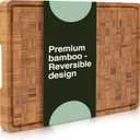 Cactus & Cubby Premium Bamboo Cutting Board. Deluxe Deep Carbonised End Grain Wooden Cutting Board. 16.5" x 11.8". Pre-oiled Butcher Block for Prepping & Serving. Knife Friendly
