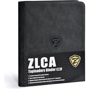 ZLCA Toploader Card Binder, 9-Pocket Trading Card Album Holder fits for 3 x 4'' Top Loader, Double-sided Card Display Storage Carrying Case, Plastic Pages for Holding PTCG MTG Sports Cards (Black)