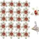 20PCS 6 Inch Large Artificial Lilies Flower Heads with Realistic Stamens, Bulk Silk Fake Lilies for DIY Crafts, Wedding Decor, Cake Decorating, Centerpieces, Home Decor (White Pink)