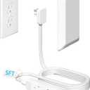 5FT Flat Extension Cord Ultra Thin Outlet Concealer with Cord Concealer Kit,Flat Outlet Extender with 3 Outlet Power Strip,Universal Size Flat Plug Power Strip for Home,ETL Listed,White