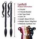 2 Pack Long DIY Braided Ponytail Extension with Hair Tie Straight Wrap Around Hair Extensions Ponytail(2#)