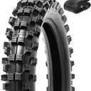 3.00-12 (80/100-12) 4PR TT 50M Dirt Bike Front/Rear Tire and 80/100-12 Heavy Duty Inner Tube Compatible with 3.00-12 (80/100-12) Off Road Pit Dirt Bike Motorcycle Tire (P-2006)