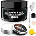 FORTIVO Leather Recoloring Balm with Mink Oil, Couch Repair Kit, Leather Dye and Restorer for Furniture - Black