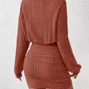 AUXDIO Women's Ribbed Knit Mock Neck Bodycon Mini Sweater Dress (Red, XL)