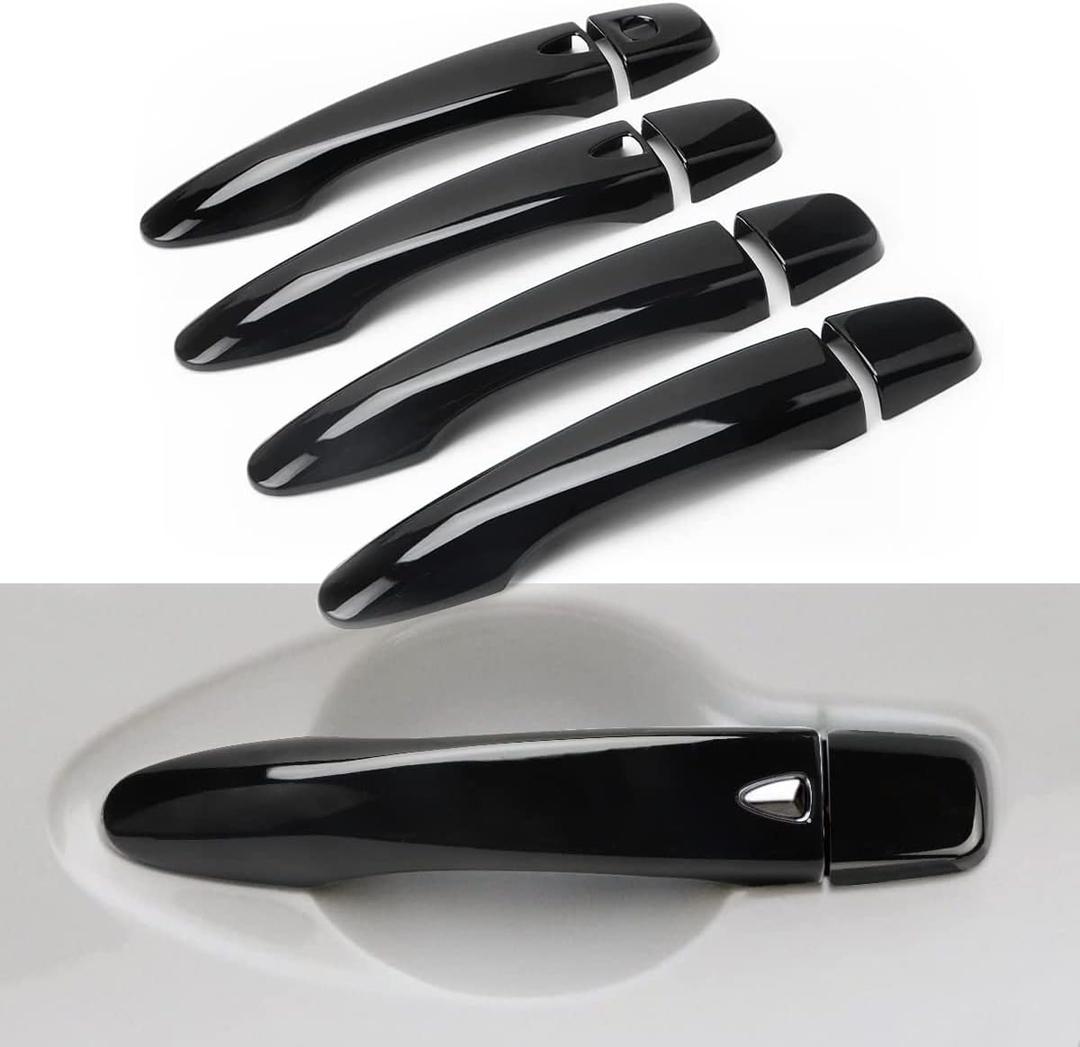 Car Door Handle Cover Compatible for 2015-2022 2023 2024 Nissan Murano Accessories for 2016-2022 2023 Maxima for Nissan Kicks 2017-2024 Black Door Handle Ptetector Smart Key Holes Glossy Black