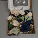 TINGE TIME Roses Artificial Flowers Blue Faux Flowers Bulk for DIY Bridal Wedding Bouquets Baby Shower Centerpiece Table Home Decorations(Navy Blue)