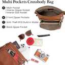 befen Genuine Leather Crossbody Bags for Women, Medium Anti-Theft Shoulder Purse with Built in RFID Wallet for Travel (Cognac Brown)