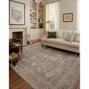Loloi Chris Loves Julia Louisa Collection LOI-03 Taupe/Ivory 7'-10" x 7'-10", .38" Pile Height, Round Area Rug