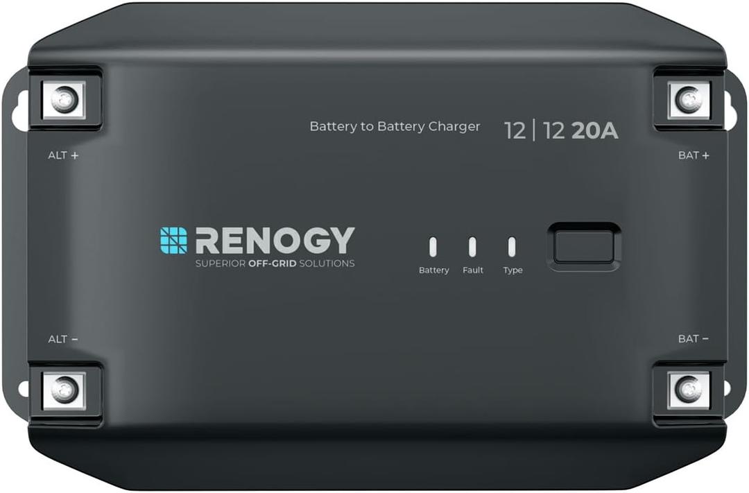 RENOGY REGO 12V 20A DC-DC Battery Charger with LiFePO4 Activation, Waterproof Smart Battery Charger Compatibility with Flooded, Gel, AGM, and Lithium Batteries for RV Marine Truck All Weather