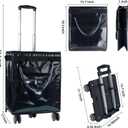 Reusable Grocery Bags on Wheels, Rolling Tote Bag, Portable Shopping Cart for Groceries with Wheels and Drawstring Bag, Trolley, 54L, Foldable, Black