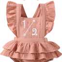 Baby Girls Half Birthday Outfit Infant 1/2 Birthday Clothes Romper Half Way to One Bodysuit (Pink) 6-12Y