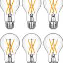 EDISHINE 6 Pack Vintage LED Edison Bulbs, A19 Dimmable Light Bulb, 800LM 2700K Warm White Light, 240 Beam Angle & E26 Base, 8W Equivalent 60W, Decorative Antique LED Filament Bulbs for Home