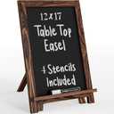 Loddie Doddie Rustic Wood Tabletop Chalkboard Easel - Dark Brown, 12" x 12" - Adjustable Stand for Wedding Favors - Display for Place Cards - Rustic Sign for Farmers Market Decor