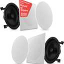 Pyle 10” In-Ceiling In-Wall Speakers (Pair) 2-Way Flush Mount Home Audio System, 300W Stereo Sound, Quick Connect, Changeable Round/Square Grills, Polypropylene Cone, Polymer Tweeter (PDIC16106)