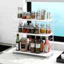 BOIVSHI Bathroom Countertop Organizer, 3-Tier Bathroom Counter Organizer, 8-Levels Height Adjustable, Bathroom Organizer for Kitchen, Livingroom, Office Storage, Metal White