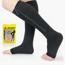 Ailaka Zipper 20-30 mmHg Compression Socks for Women & Men, Knee High Open Toe, L/XL