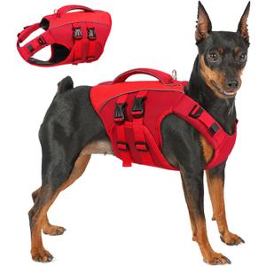 Queenmore Dog Life Jacket,Life Vest for Extra Large Dogs,Reflective Dog Swimming Jacket,Superior Buoyancy Pet Lifesaver,High Floating Pet Life Vest for Swimming(Red,XL)