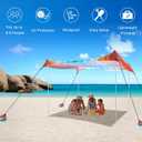 Beach Tent, Beach Canopy Sun Shade UPF 50+, Portable 10×10 FT Camping Sun Shelter with Sandbags, Poles, Ground Pegs and Anti-Wind Ropes for Outdoor, Backyard, Picnics, Sport, Fishing, 10x10 FT