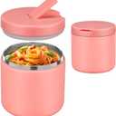 Pawtong 19oz Insulated Vacuum Food Jar with Buckle Lid Wide Mouth Soup Thermo for Hot Food Kids Leakproof Stainless Steel Lunch Container- Pink-1Pack