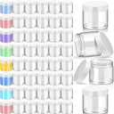 Patelai 48 Pack 8 oz Clear Plastic Jars with White Lids Empty Containers Round Clear Plastic Jars Wide-mouth Refillable Storage Organizers for Cosmetics Lotions Butters Slime Making and Food Storage