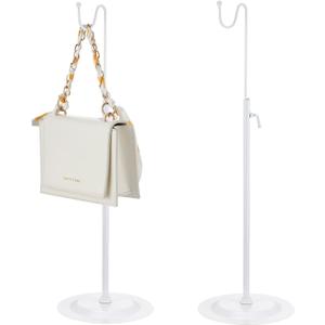 Therwen 2 Pcs Bag Display Stands Purse Display Stand Adjustable Height Handbag Holder for Home Boutique Store Counter Retail, White
