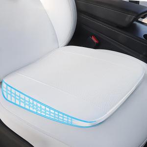 1 Pack Nappa Leather Car Seat Cushion for Tesla Model Y/3/X/S Juniper/Highland Accessories, Tilted Elevation Design Anti-Slip Bottom Breathable White Seat Covers (Increase by 6cm)